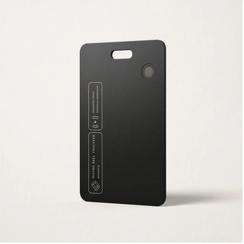 Ultra-thin wallet tracker on white background.