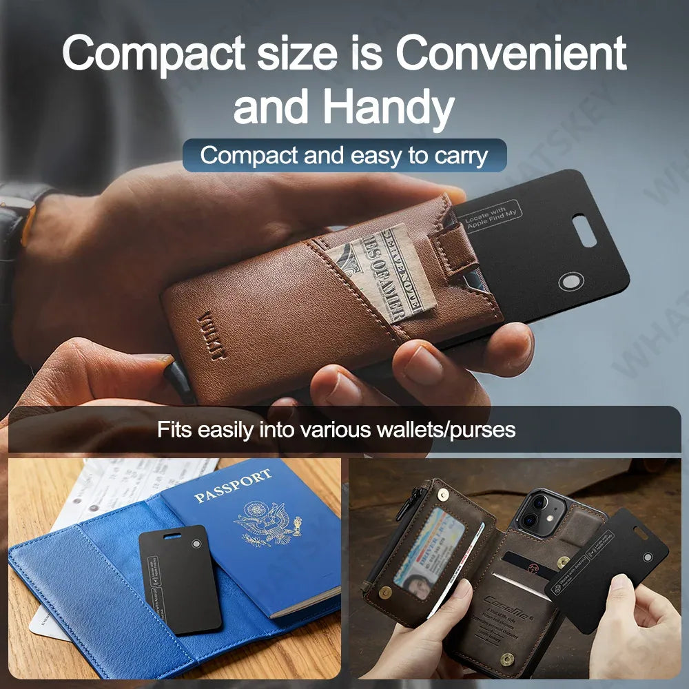 Ultra-thin wallet tracker with packaging.